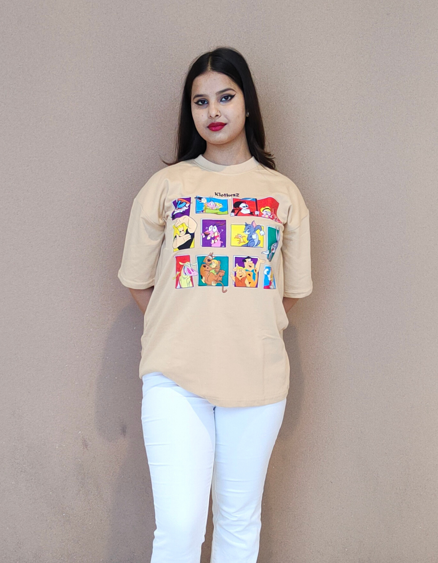 Cartoon Classics Edition Oversized Beige Tees