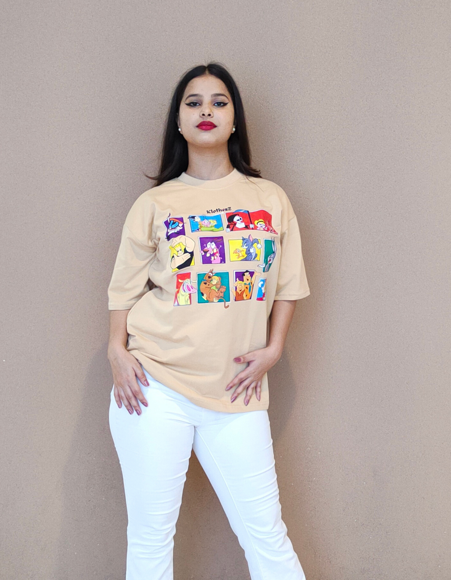 Cartoon Classics Edition Oversized Beige Tees