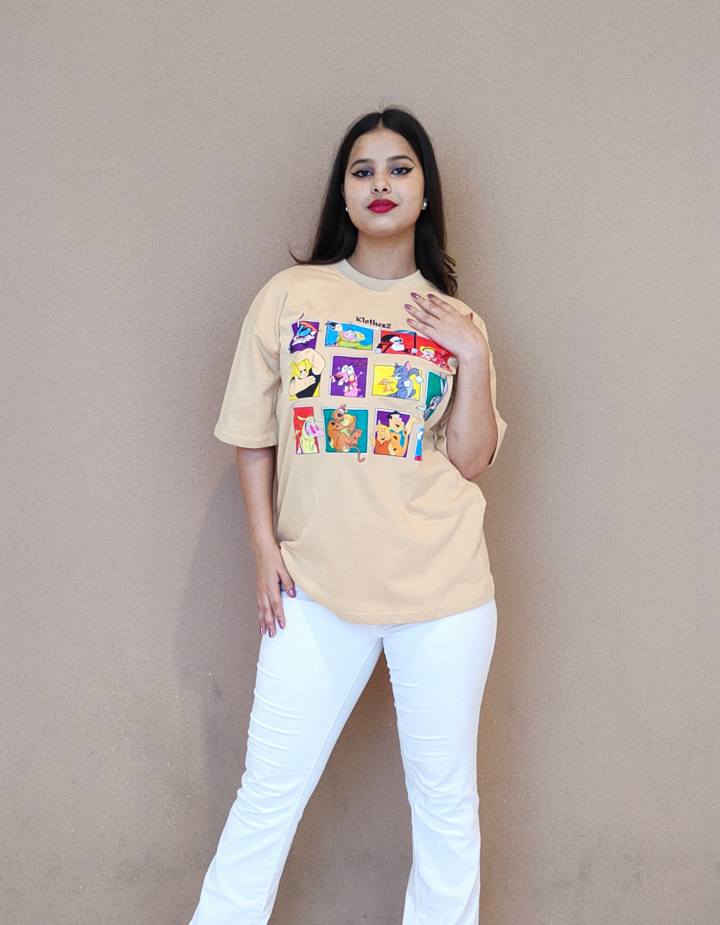 Cartoon Classics Edition Oversized Beige Tees