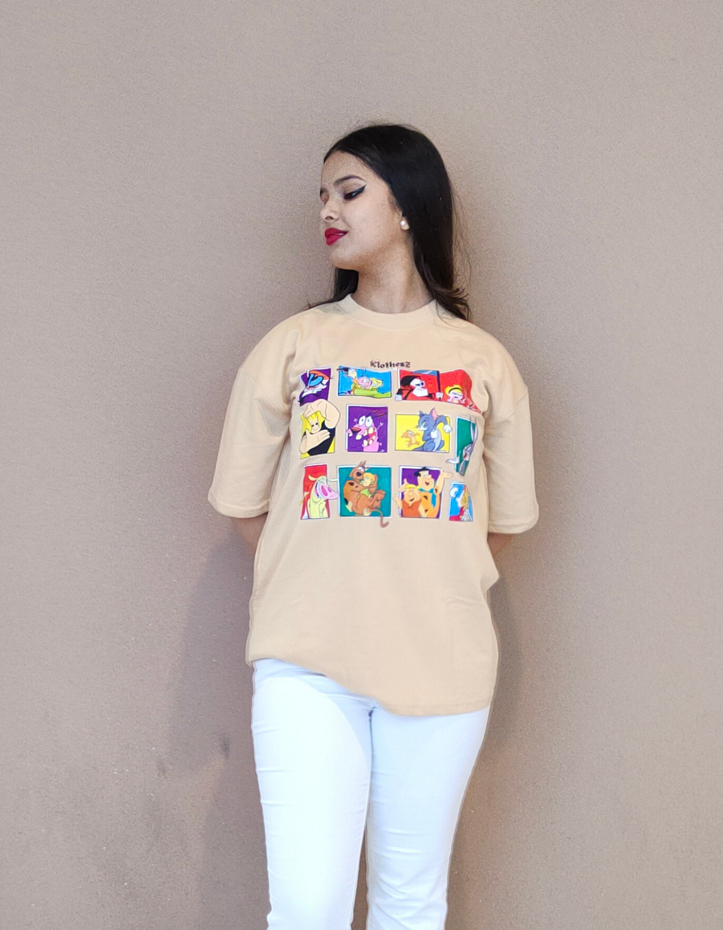 Cartoon Classics Edition Oversized Beige Tees