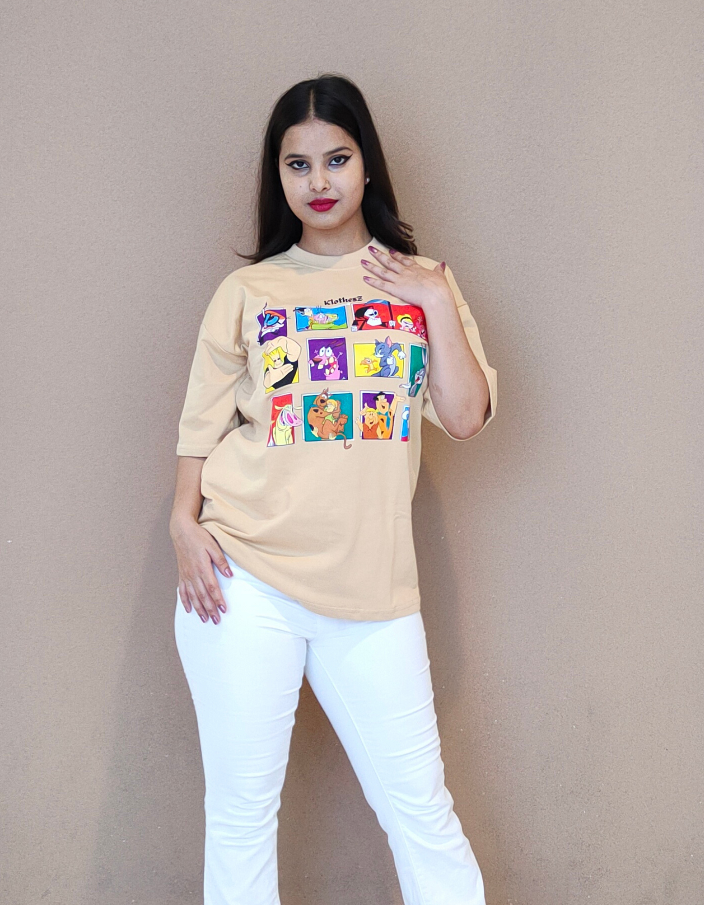 Cartoon Classics Edition Oversized Beige Tees