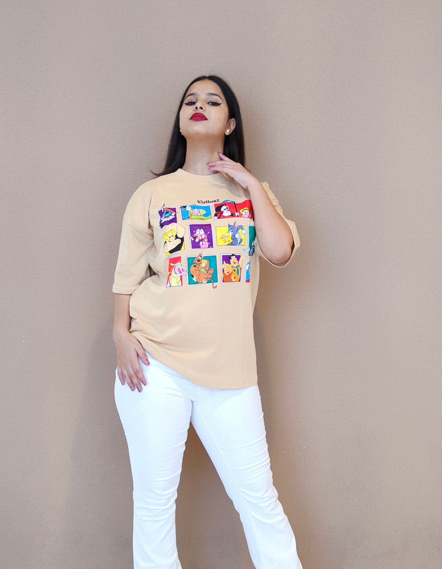 Cartoon Classics Edition Oversized Beige Tees