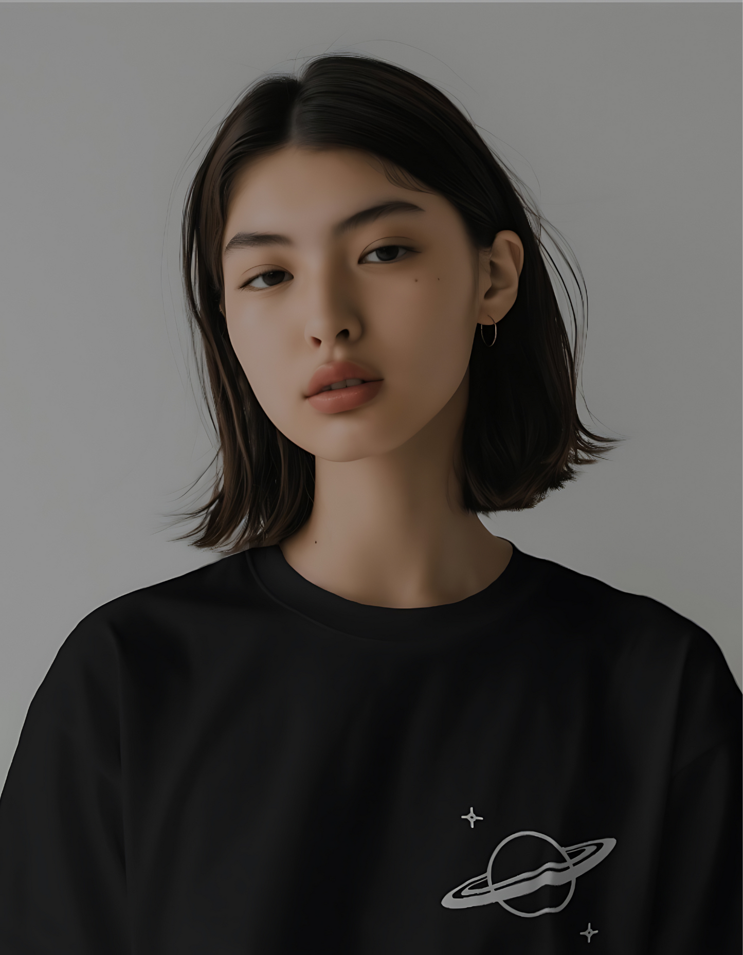 Galactic Eclipse Oversized Black Tee