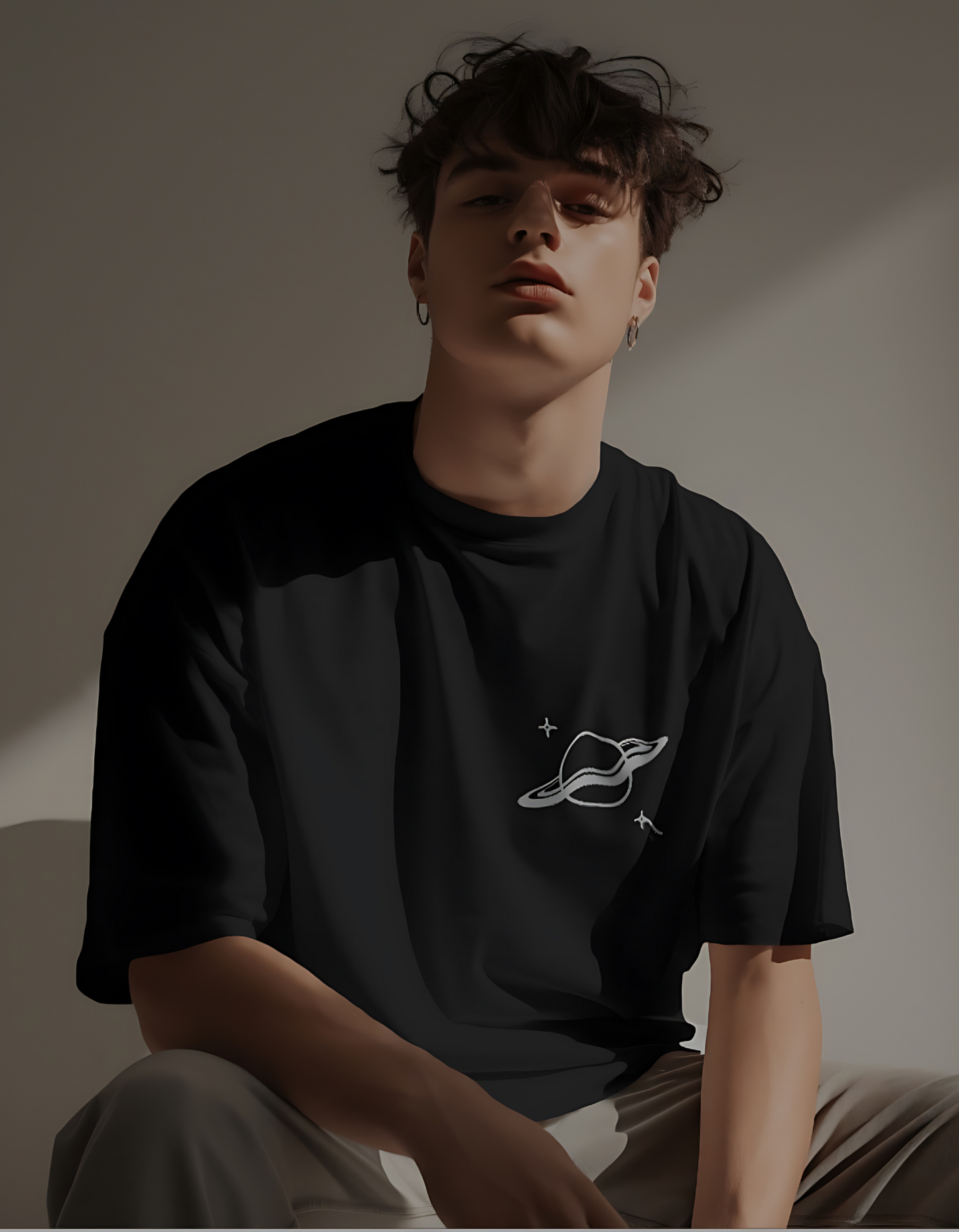 Galactic Eclipse Oversized Black Tee