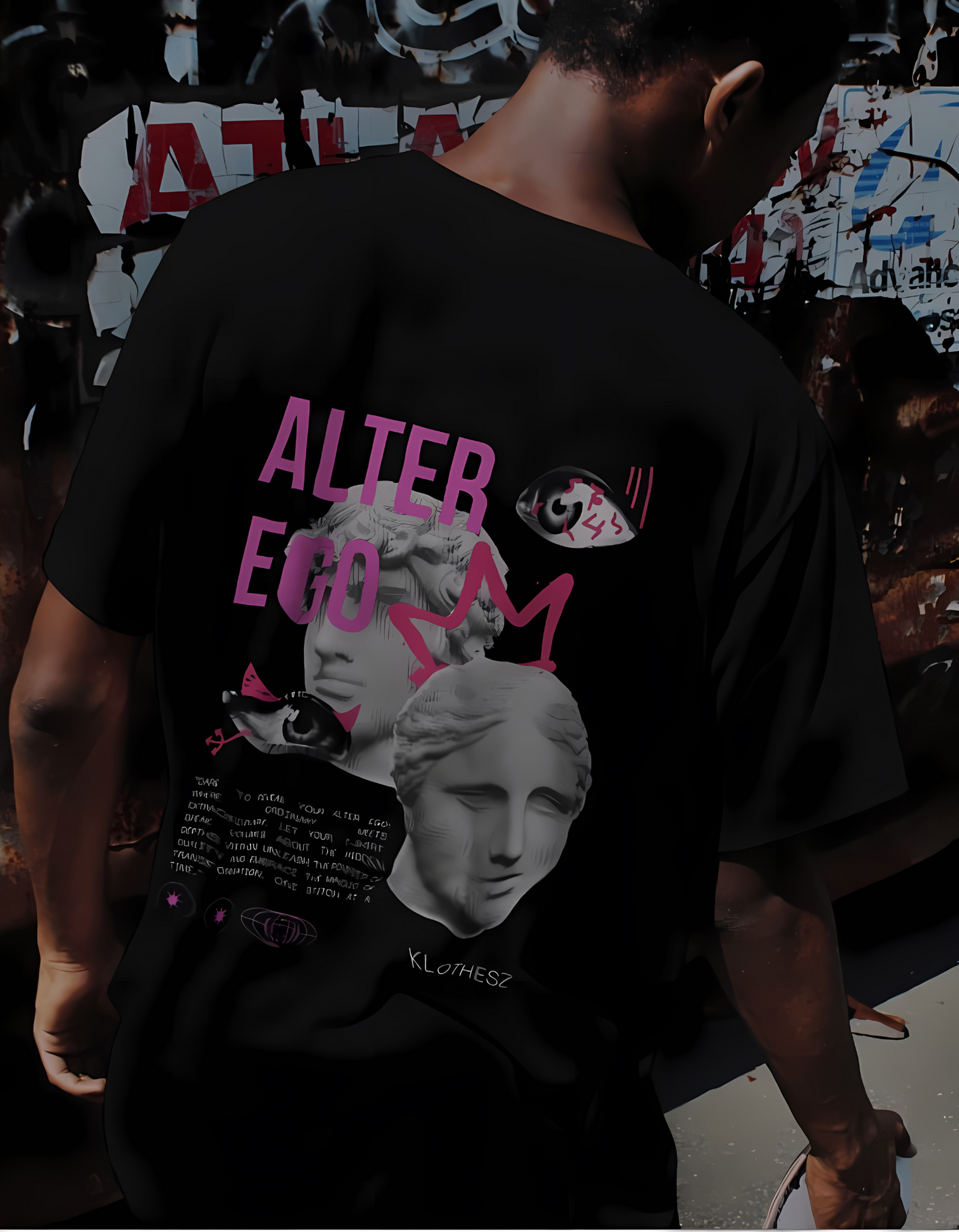 Sculpted Alter Ego Oversized Black Tees