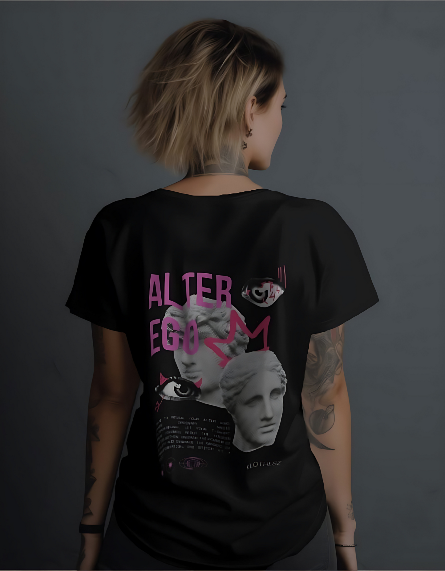 Sculpted Alter Ego Oversized Black Tees