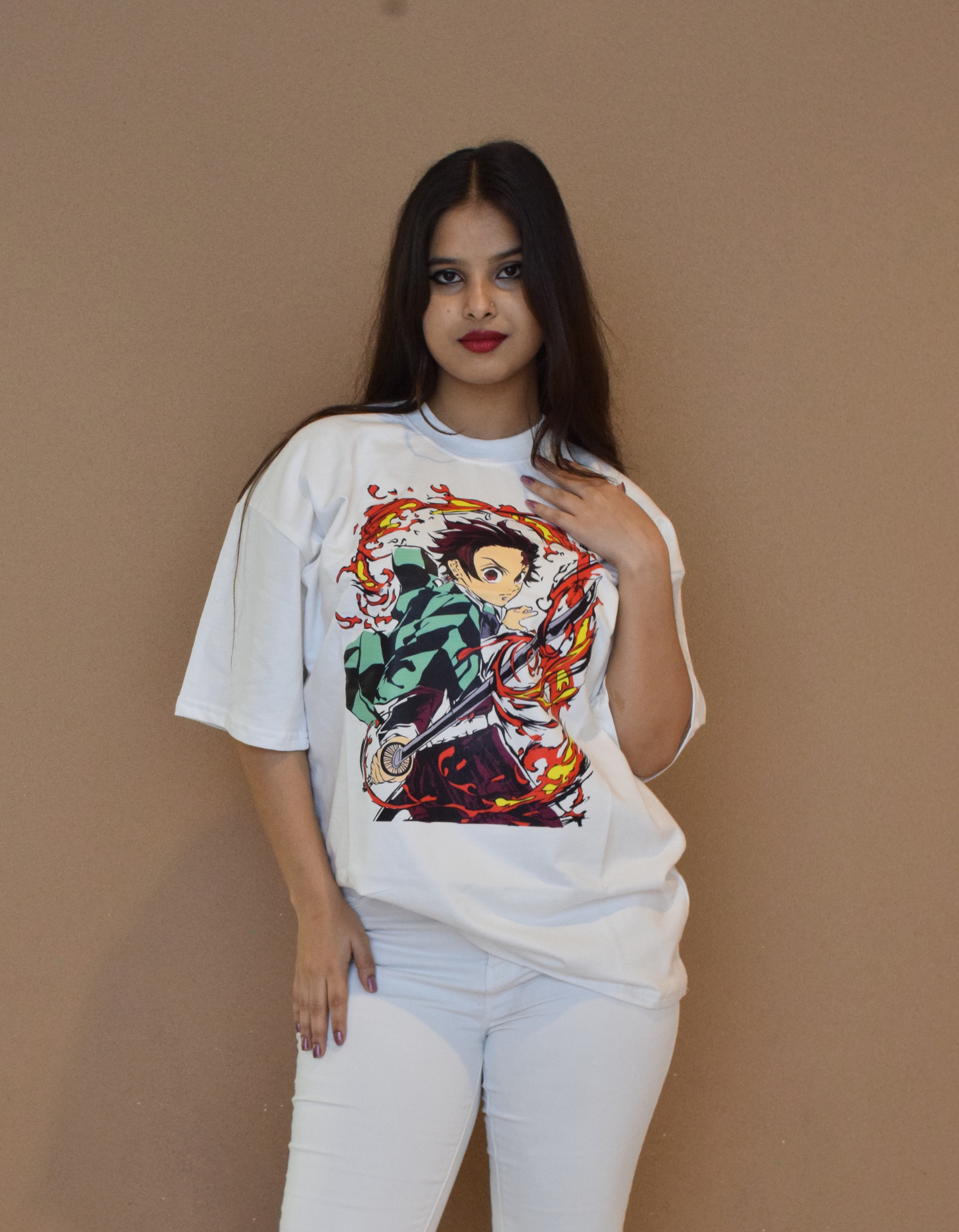 Tanjiro Demon Slayer Edition Oversized White Tees