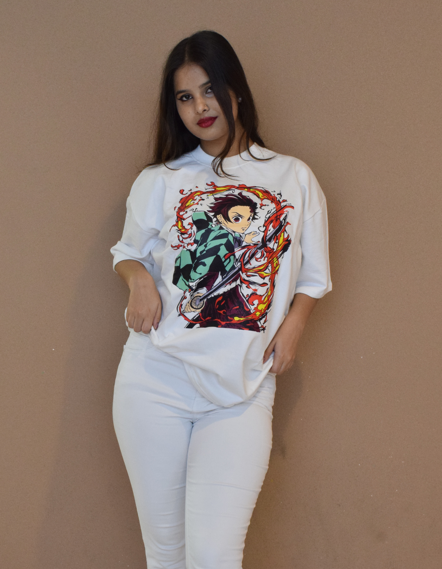 Tanjiro Demon Slayer Edition Oversized White Tees