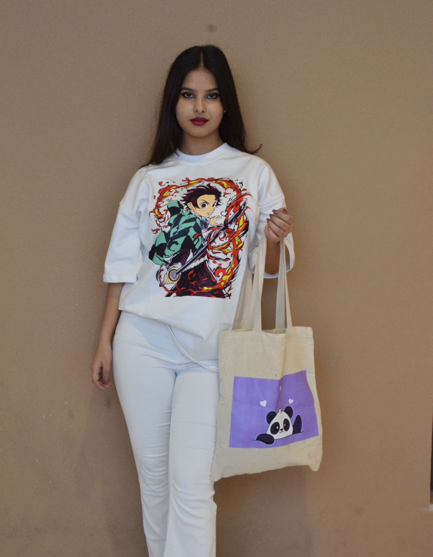 Tanjiro Demon Slayer Edition Oversized White Tees